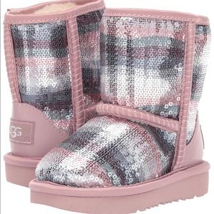 Kids classic sequin pink rainbow uggs